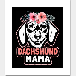 Dachshund Mama Floral Lover Posters and Art